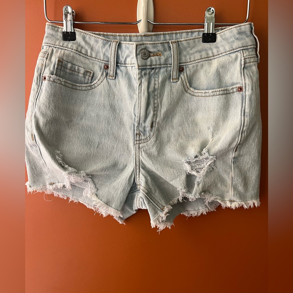 Old Navy Light Blue Distressed OG Straight Jean Shorts